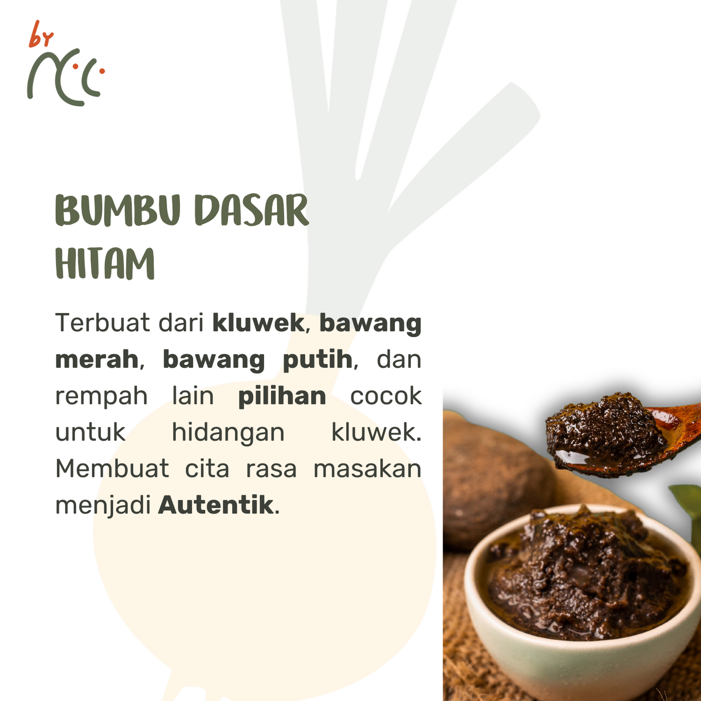 Bumbu Dasar Hitam By NCC black seasoning paste with kluwek, red onion, garlic, and spices for authentic Indonesian dishes
