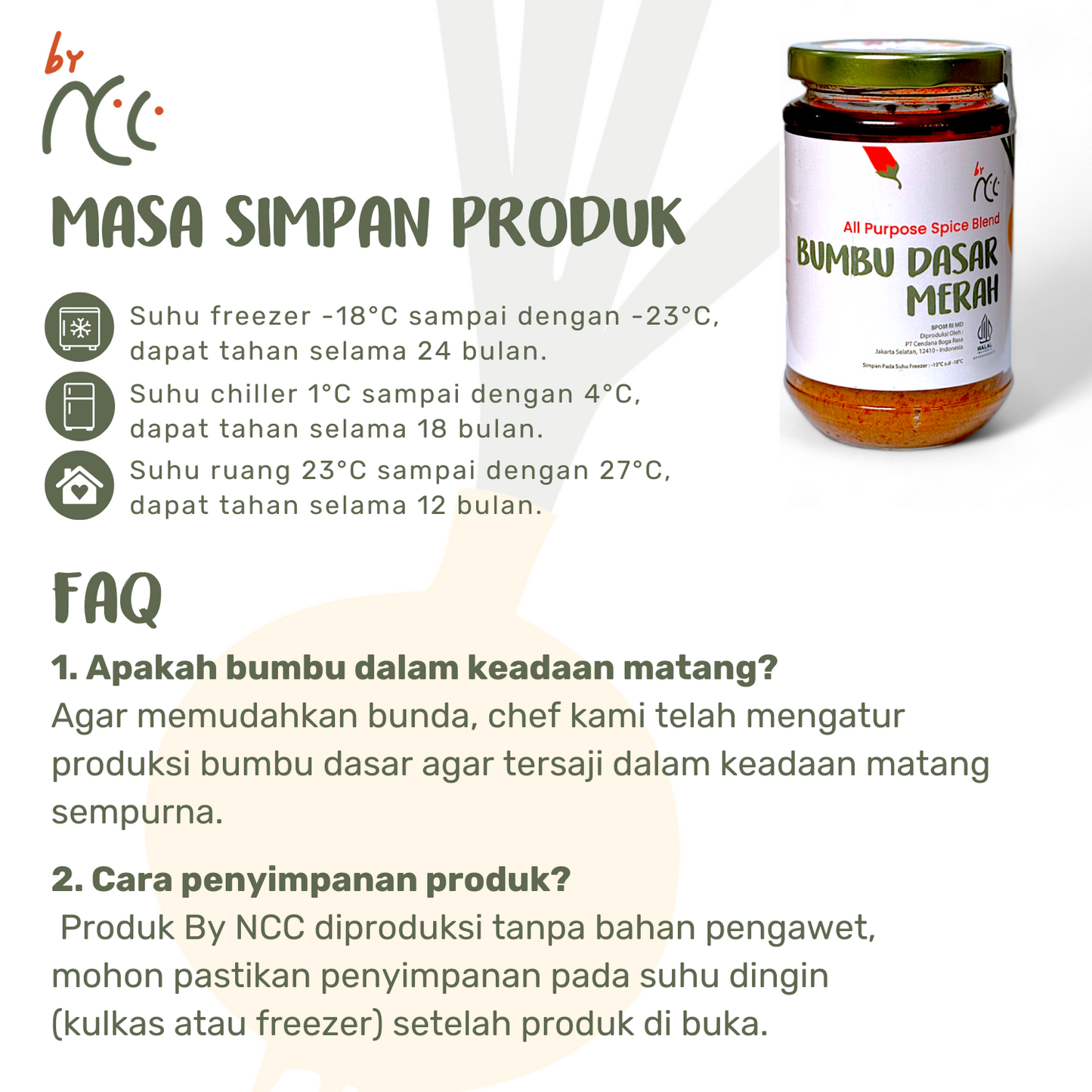 Jar of By NCC Bumbu Dasar Merah spicy base sauce with storage and usage instructions