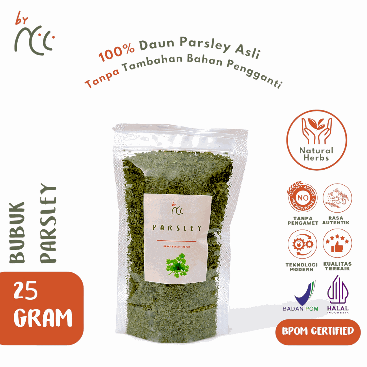 By NCC Bubuk Kering Tabur Rempah Parsley 25gr package of pure, preservative-free dried parsley spice