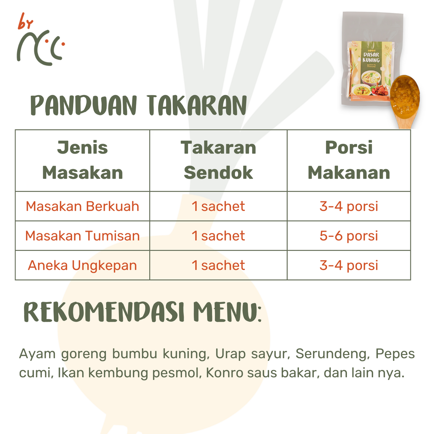 By NCC Bumbu Dasar Kuning Kemasan Sachet 135gr for authentic Indonesian yellow spice base cooking