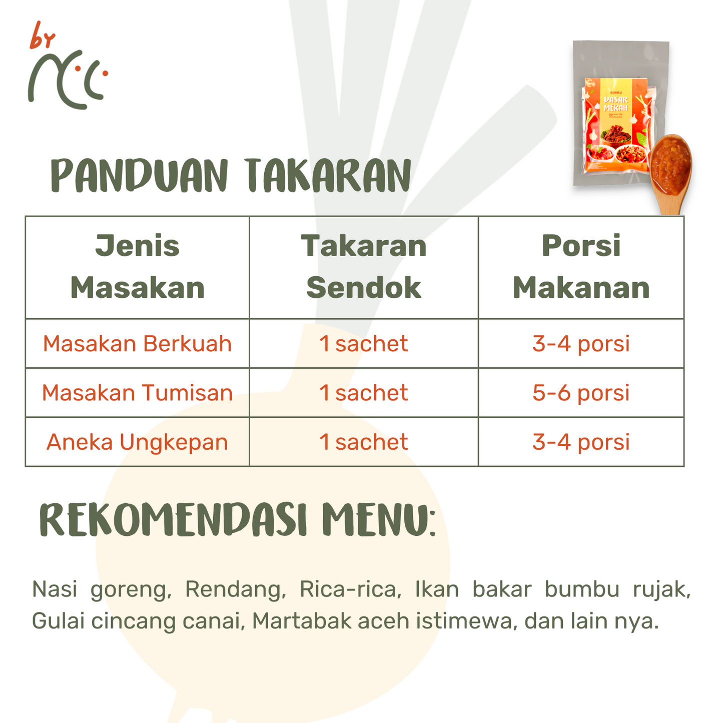 By NCC Bumbu Dasar Merah Kemasan Sachet 135gr spicy red seasoning for Indonesian dishes like nasi goreng and rendang