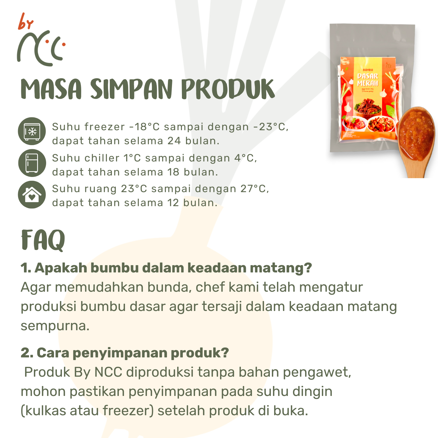 By NCC Bumbu Dasar Merah Kemasan Sachet 135gr, bumbu matang pedas dari cabe merah dan bawang merah, cocok untuk nasi goreng, rendang, dan rica-rica.