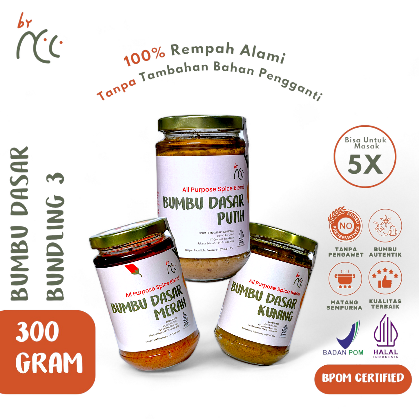 Bumbu Dasar Instan Bundling Merah Kuning Putih premium 300 gram tanpa pengawet halal bersertifikat BPOM kualitas terbaik