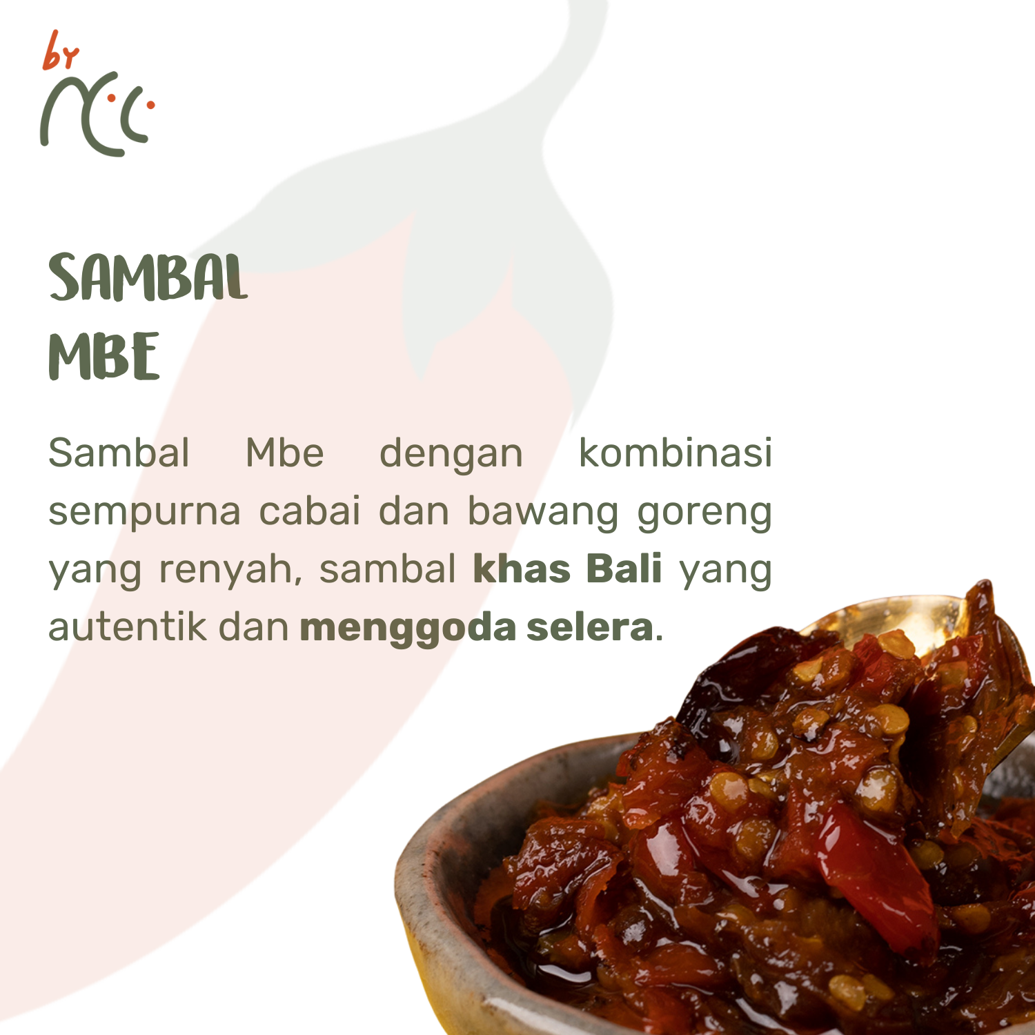 By NCC Sambal Mbe Pedas Gurih Rumahan Sambel Bawang Goreng Khas Bali with crispy fried shallots and authentic spicy chili sauce in a bowl