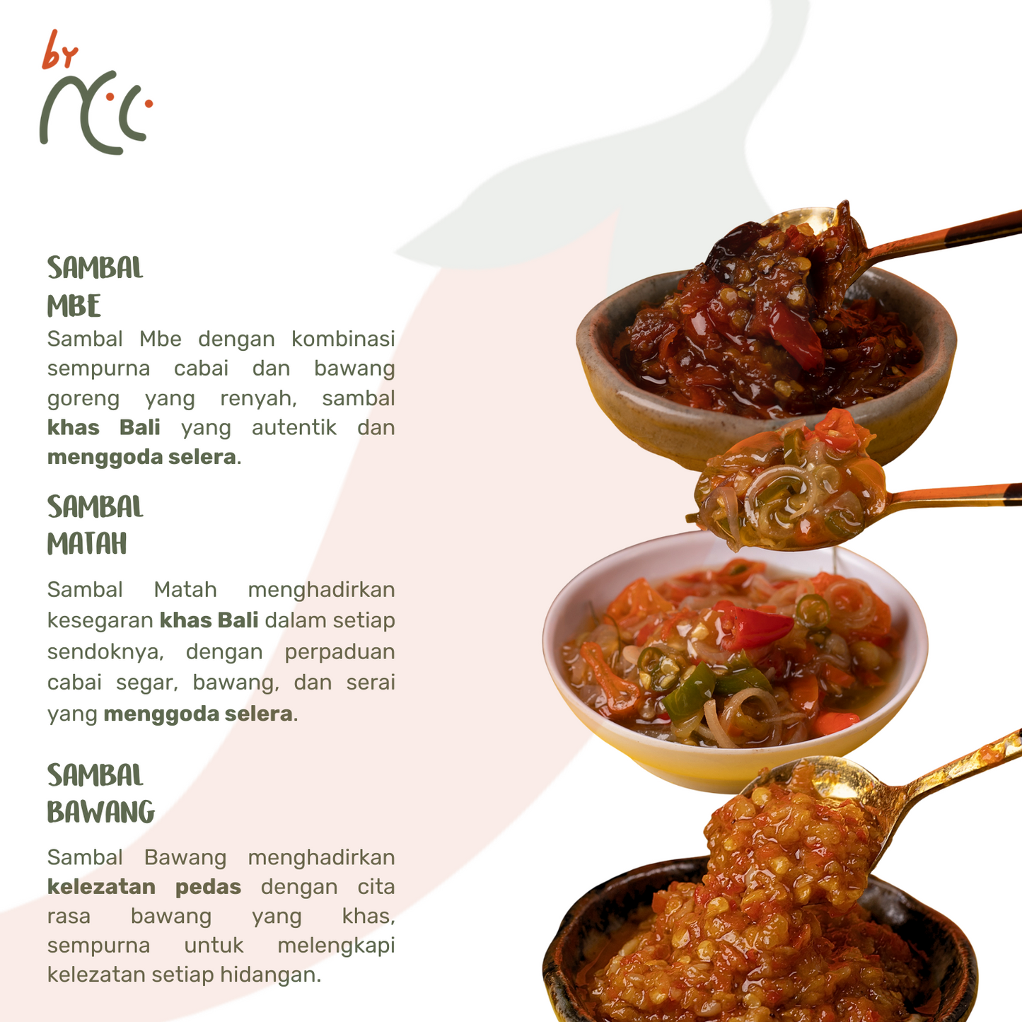 Sambal Mbe Embe Khas Bali pedas in wooden bowl with spoon, authentic spicy chili and fried shallot condiment, traditional Indonesian sauce, Buy 2 Get 3 offer