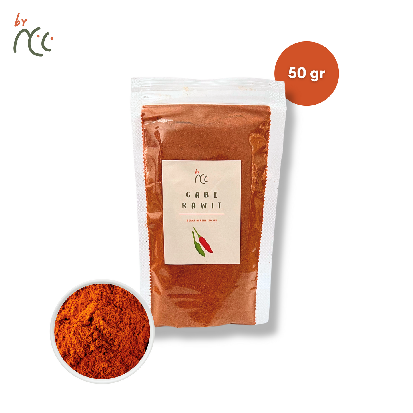 By NCC Bubuk Kering Cabe Rawit Bubuk 50gr, 100% pure chili powder, no preservatives, halal seasoning for cooking