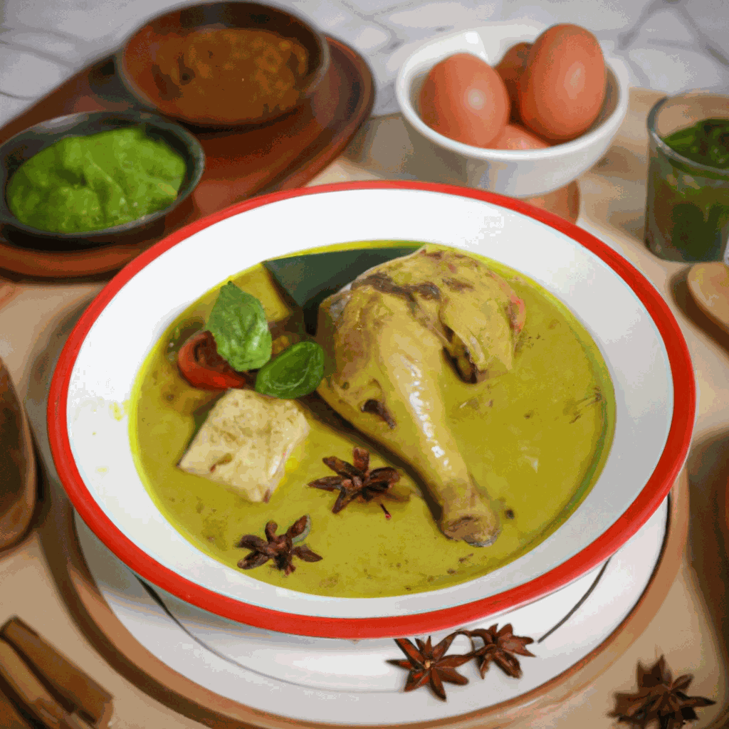 Opor ayam lezat dengan bumbu dasar putih ala NCC, hidangan tradisional Indonesia</code>