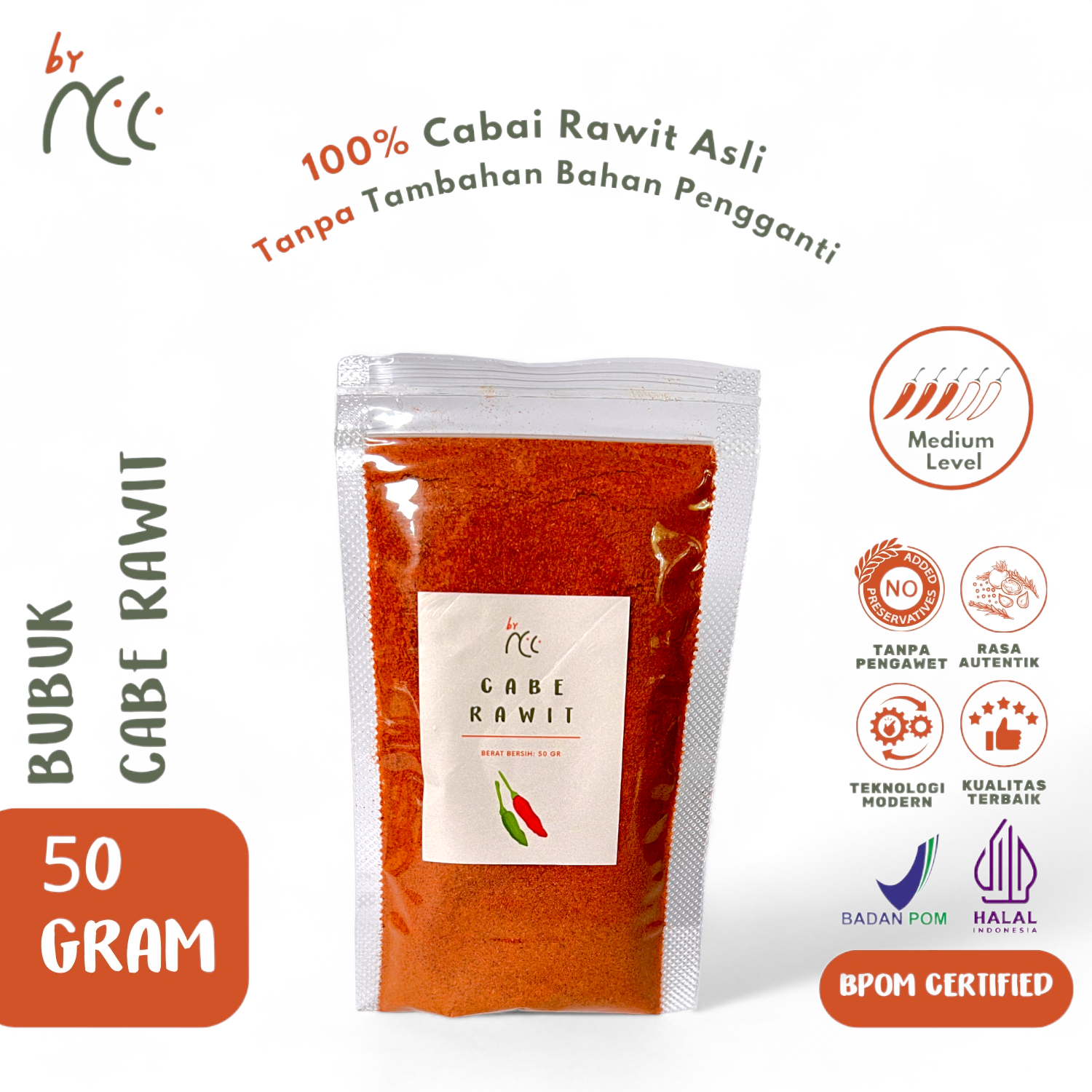 By NCC Bubuk Kering Tabur Rempah Cabe Rawit Bubuk 50gr - By NCC