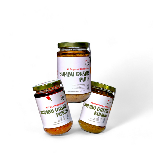 Bundling bumbu dasar instan merah, kuning, putih premium termurah dalam toples kaca